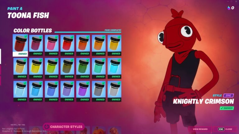 Fortnite Toona Fish: Where to find Knightly Crimson color bottles