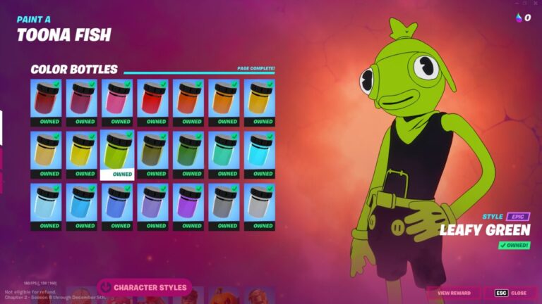 Fortnite Toona Fish: Where to find Leafy Green color bottles