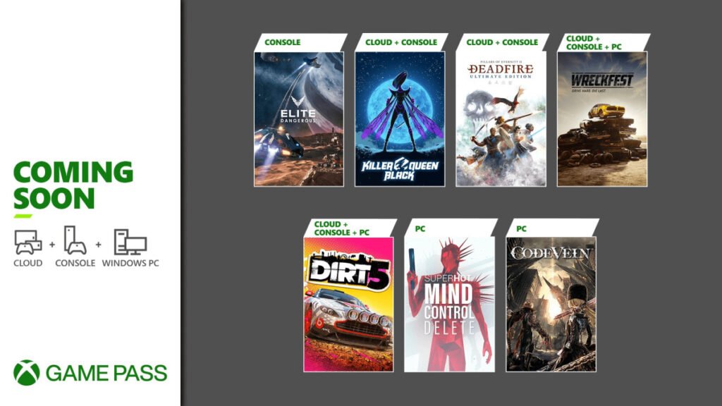 The image announcing the titles coming to the Xbox Game Pass after February 18. 