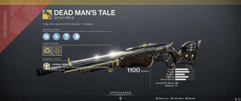 Destiny 2: How to Get New Dead Man’s Tale Exotic Scout Rifle