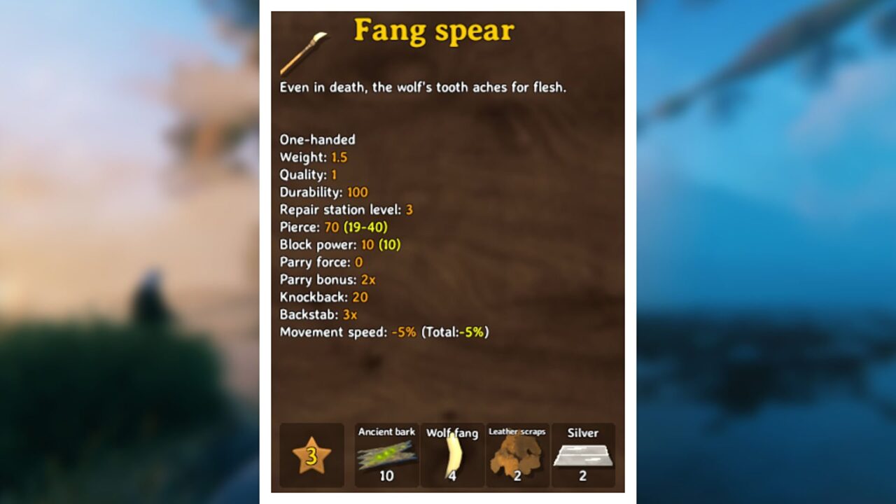 Valheim Fang Spear stats