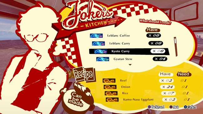 Recipes are important for 100% completion in Persona 5 Strikers