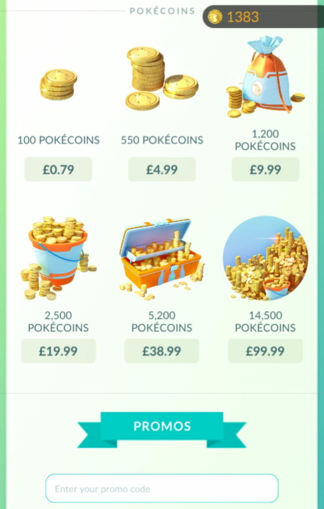 Pokecoins purchases