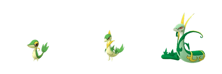The entire evolution family of Snivy