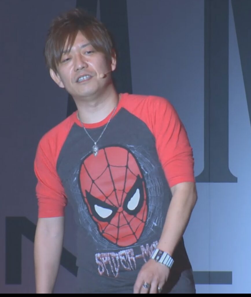 Yoshi P Spiderman shirt