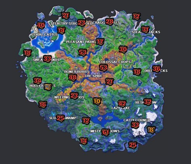 Fortnite Season 6 Week 4 Search Chests Map