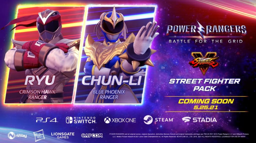 Power Rangers Battle For The Grid Street Fighter Ryu Chun Li Key Art Promo
