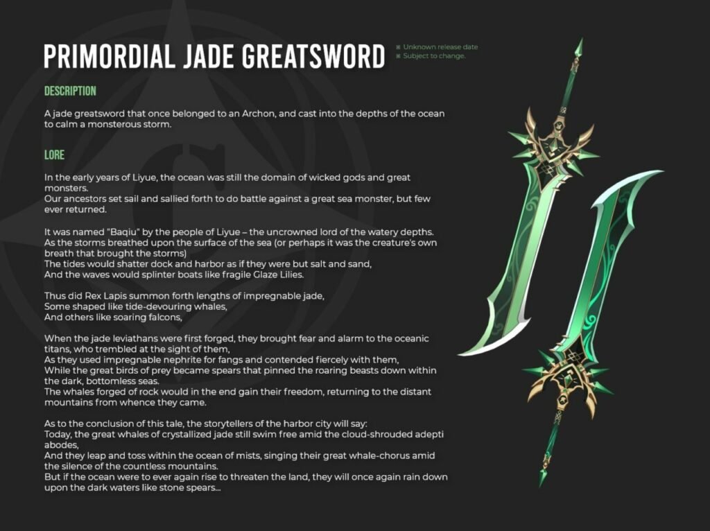 Genshin Primordial Jade Greatsword