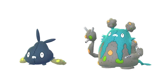 The shiny variants of the Trubbish family of Pokemon