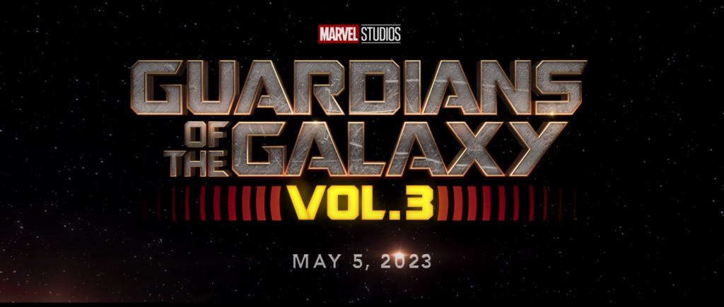 The Guardians of the Galaxy Vol. 3 2023 title card. The tenth MCU Phase 4 movie.