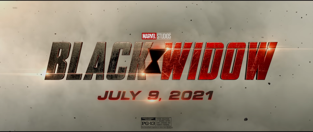 Black Widow 2021 title card. The first MCU Phase 4 movie.