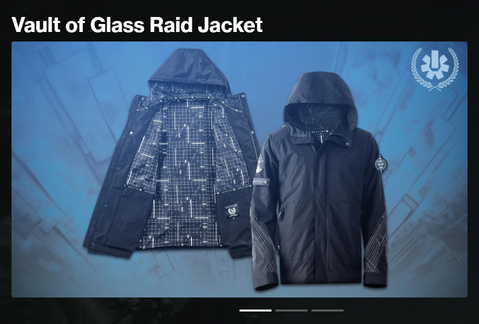 One of the new raid rewards for Destiny 2, the Vault of Glass jacket.