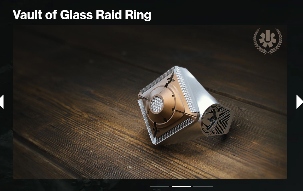 The Vault of Glass raid ring, another raid reward being introduced in Destiny 2. 