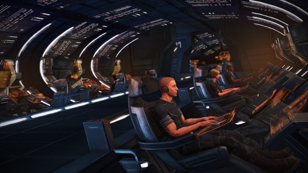 Mass Effect Photo Mode image showing some of the staff aboard the Normandy