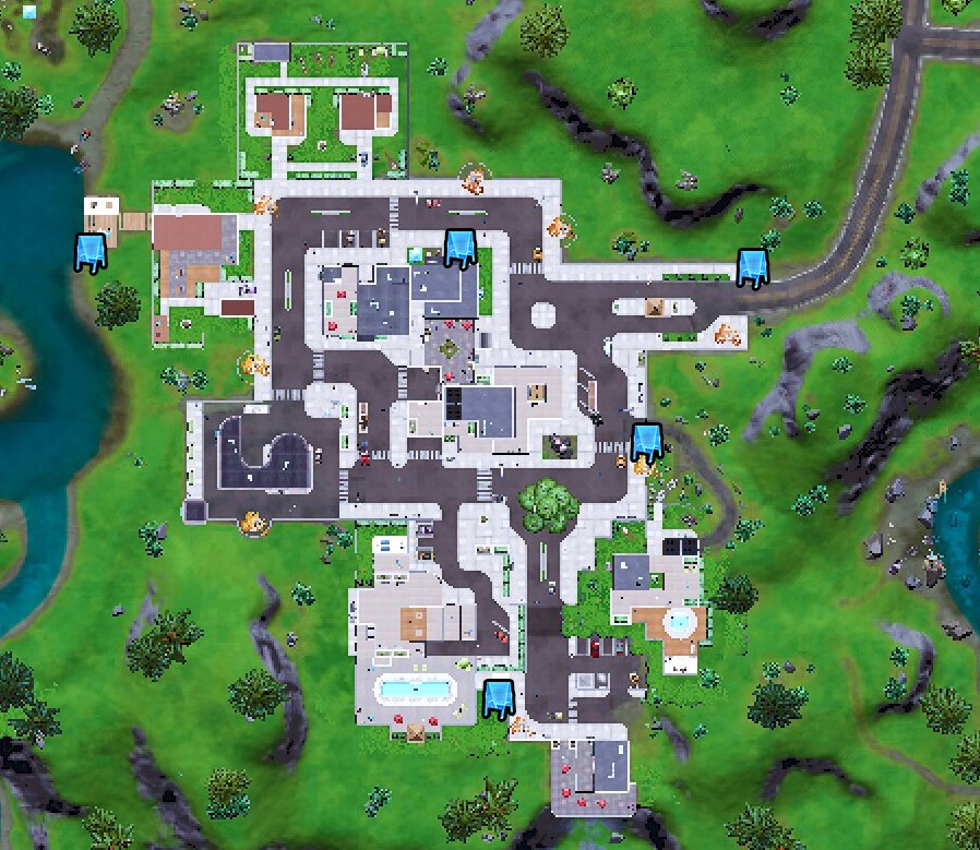 Fortnite Chapter 2 Season 7 Week 3 Place welcome signs in Pleasant Park and Lazy Lake Lazy Lake Map