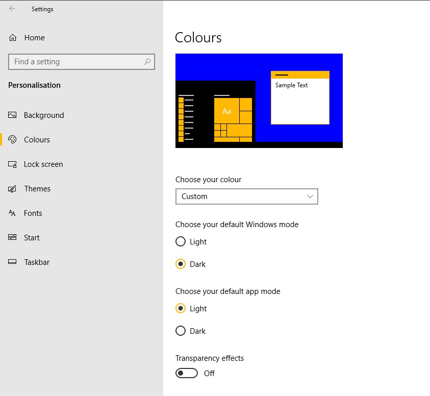 Mixing and Matching Dark and Light themes in Windows 10