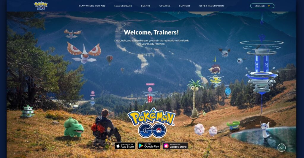 The new Pokemon Go Homepage landing page