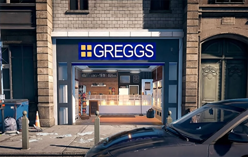 A Greggs sandwich shop, recreated as a mod in Far Cry 5. 