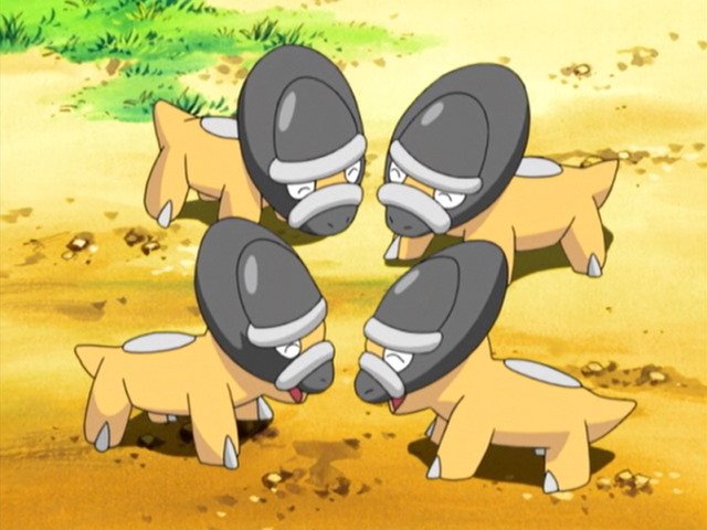 A happy looking group of the Pokemon Shieldon