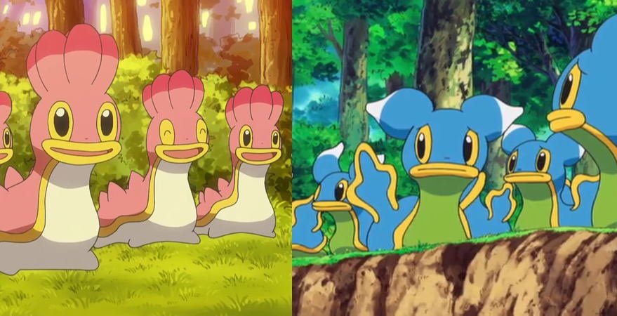 Both types of the Pokemon Shellos