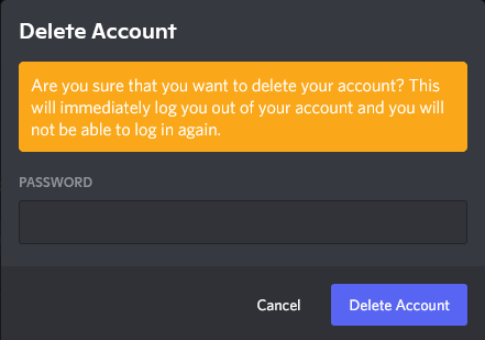 Deleting your Account with Discord, Step 3