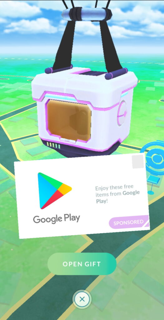 Google Play Sponsored gift in Pokemon Go