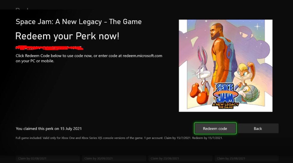 Space Jam: A New Legacy - The Game Xbox Perk