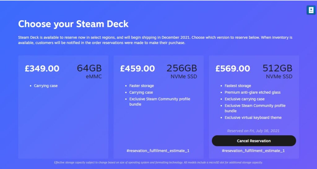 Steam Deck Price Comparison
