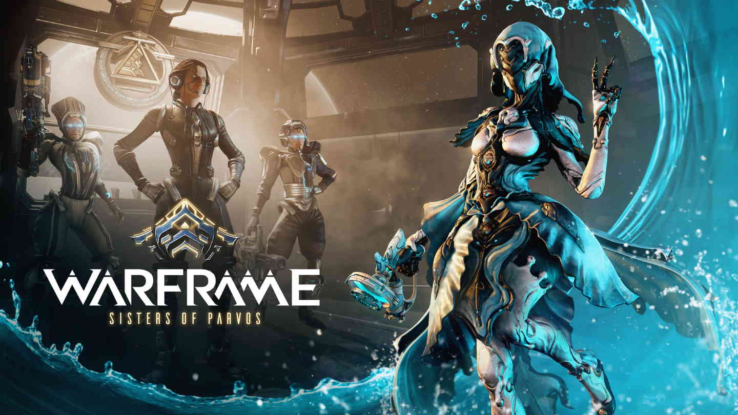 Warframe Sisters of Parvos banner, used for Warframe 30.5.5 patch notes title image