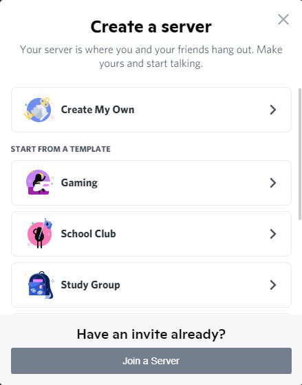 Creating a new discord server