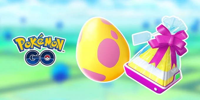 Pokemon Go banner image featuring a 7km egg and a gift