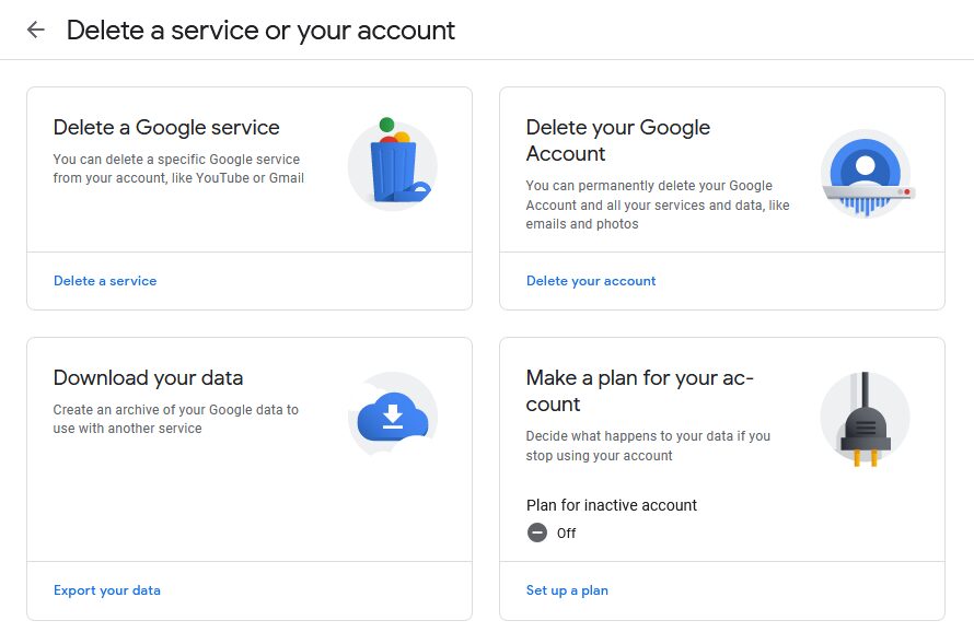 Choose precisely what you want to delete with your google account