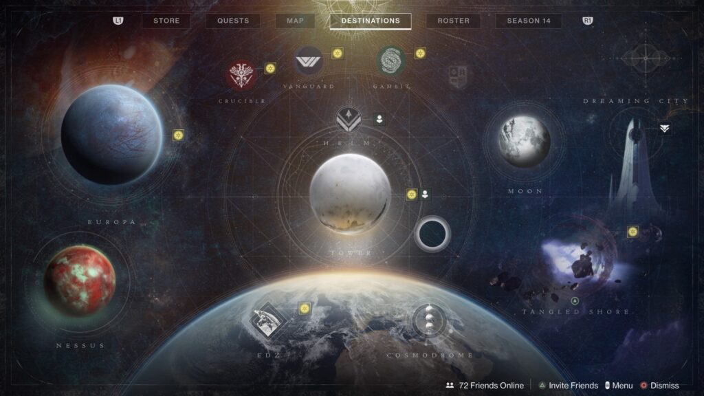 The activity map in Destiny 2.