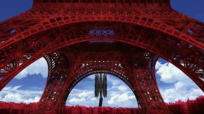 The eiffel tower, as depicted in Evangelion 3.0+1.01 Thrice Upon a Time. 