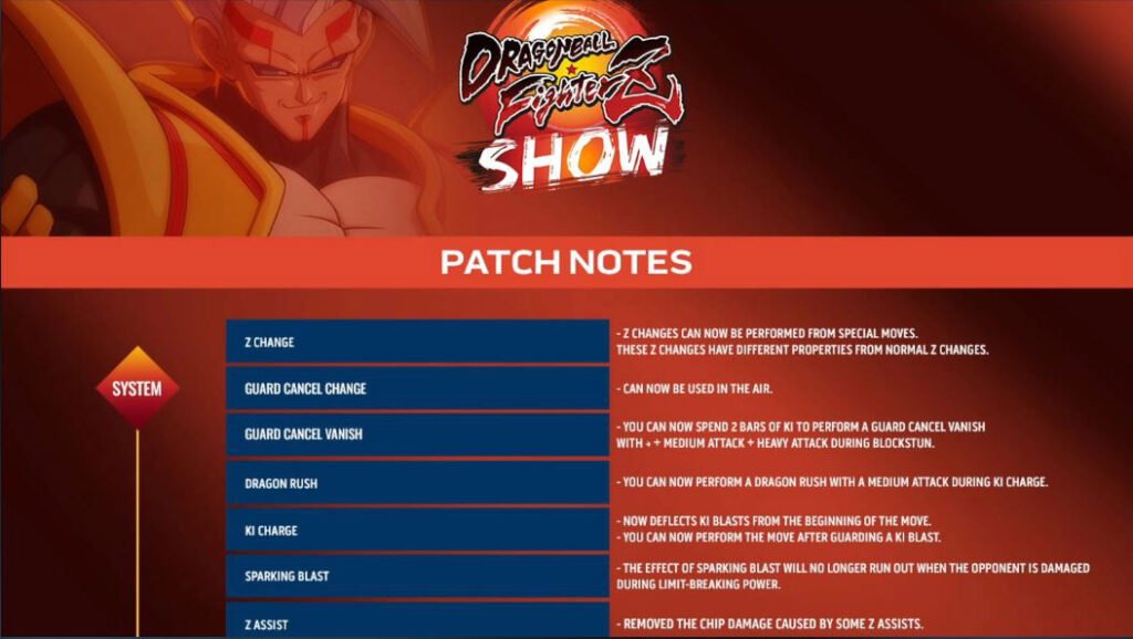 DBFZ Patch Notes 01
