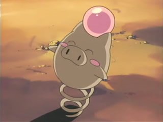 A single spoink in the Pokemon anime