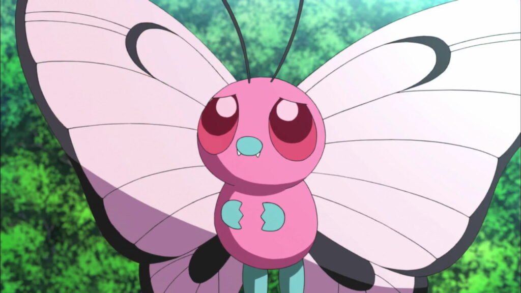 Pink Butterfree in the Pokemon anime