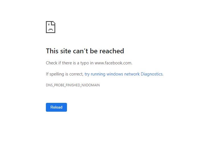 Facebook Down This Site Can't Be Reached