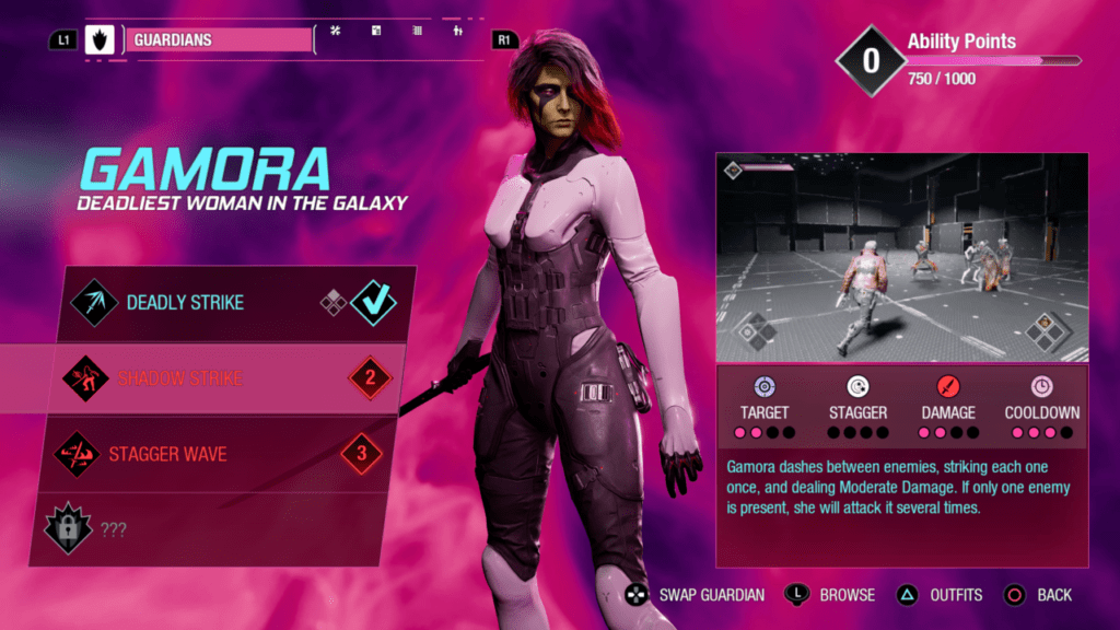 Guardians of the Galaxy: Gamora abilities