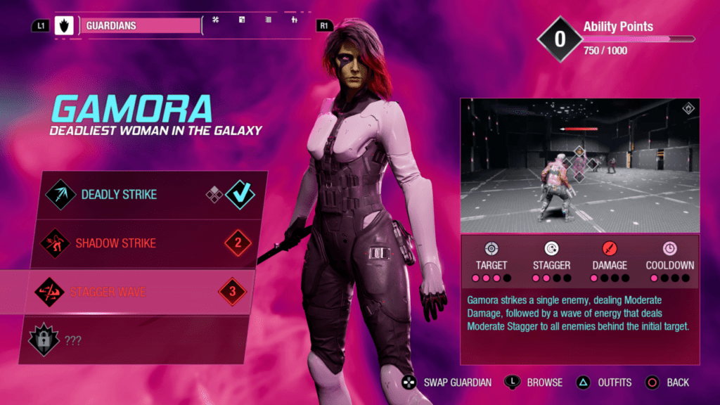 Guardians of the Galaxy: Gamora abilities