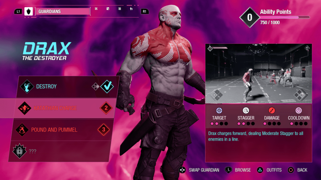 Guardians of the Galaxy Drax abilities