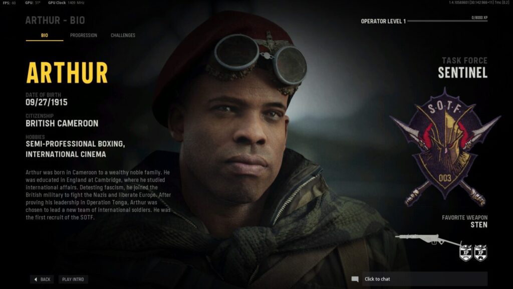 Call of Duty Vanguard Arthur Bio