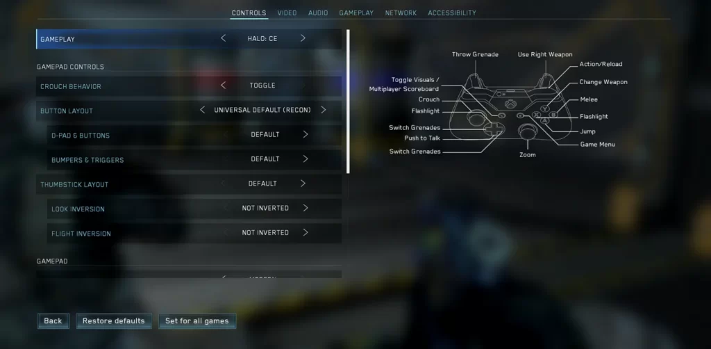 Controller keybinds for Halo CE MCC