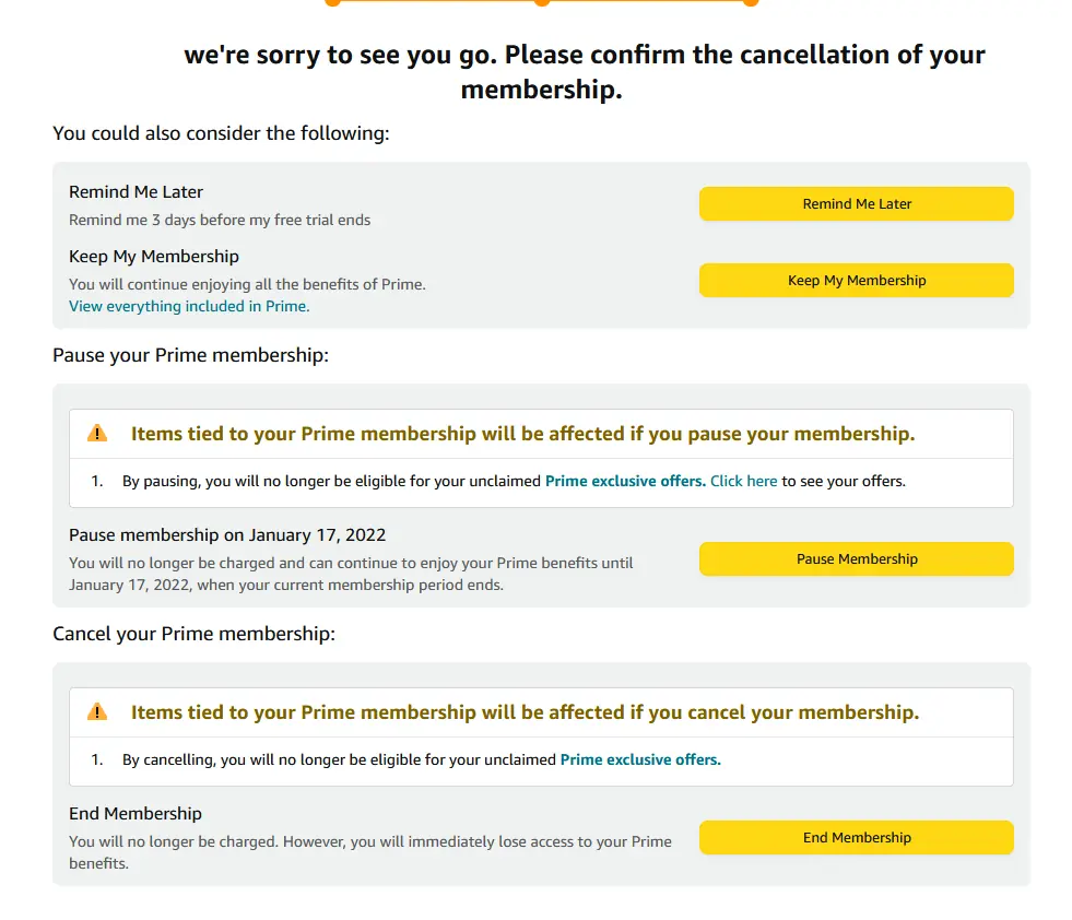 Final cancellation of Amazon Prime