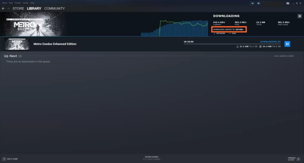 Steam Download speed limit successfully created