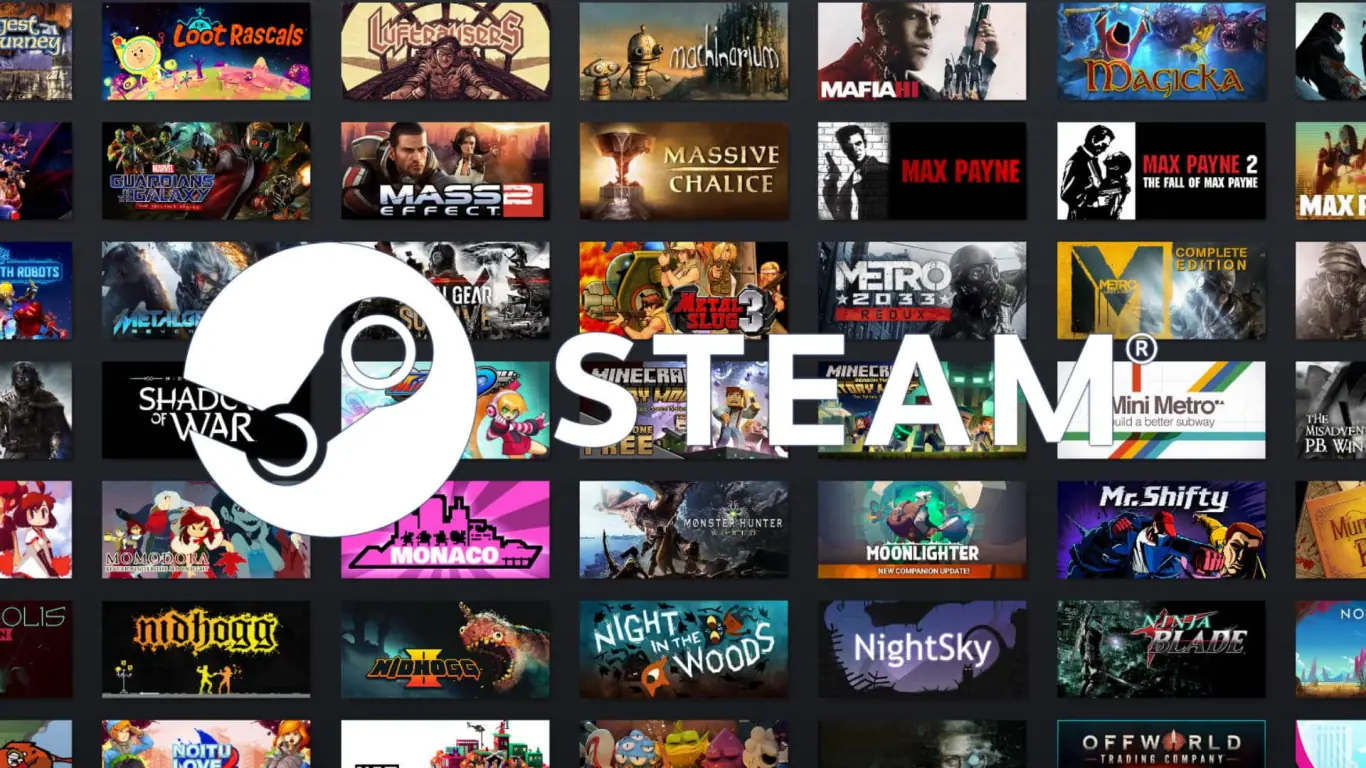 Steam logo and store games
