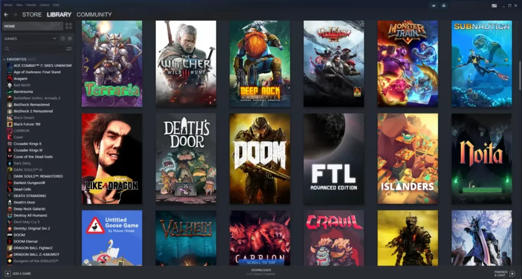 Steam main library view