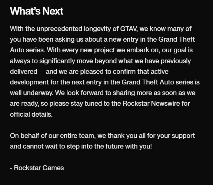 GTA 6 development confirmation Rockstar Newswire