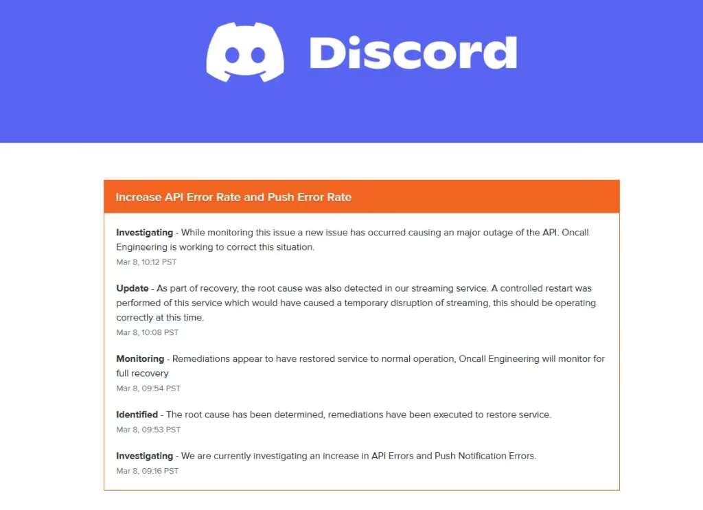 Discord message failure thanks to an API error