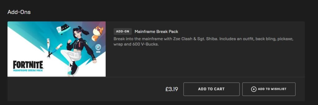 Epic Games Store Fortnite Mainframe Break Pack
